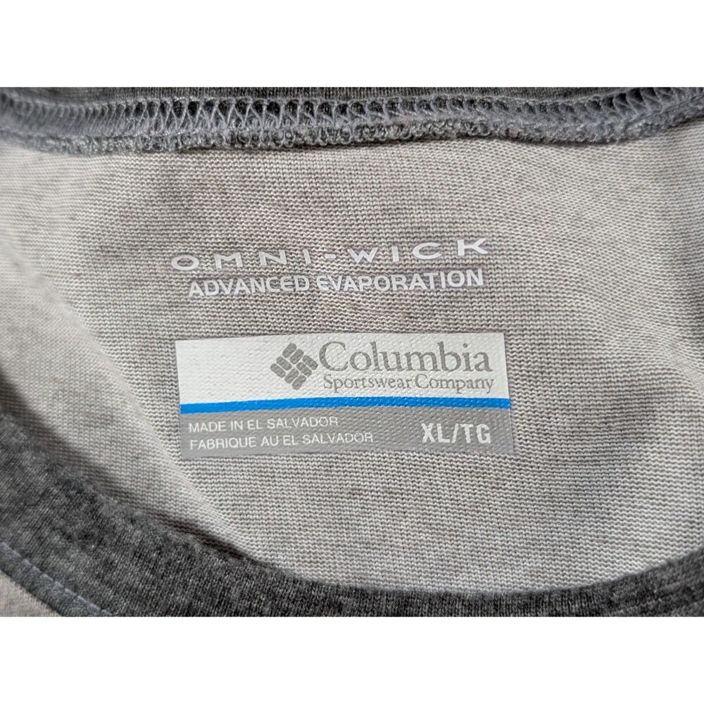 Columbia Mens XL Omni Wick Gray Raglan Long Sleeve Logo Tee 2 Tone - Picture 6 of 9